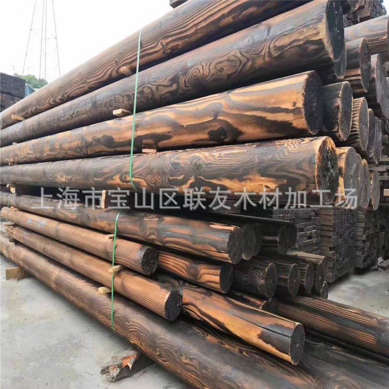 联友木材南方松深度防腐圆柱木原松深度碳化南方木