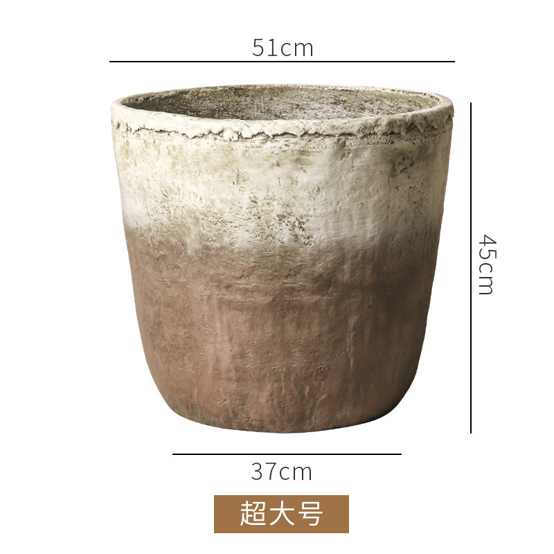 大口径盆落地植物水泥花盆室内外种花种树简约透气创意花盆有底孔