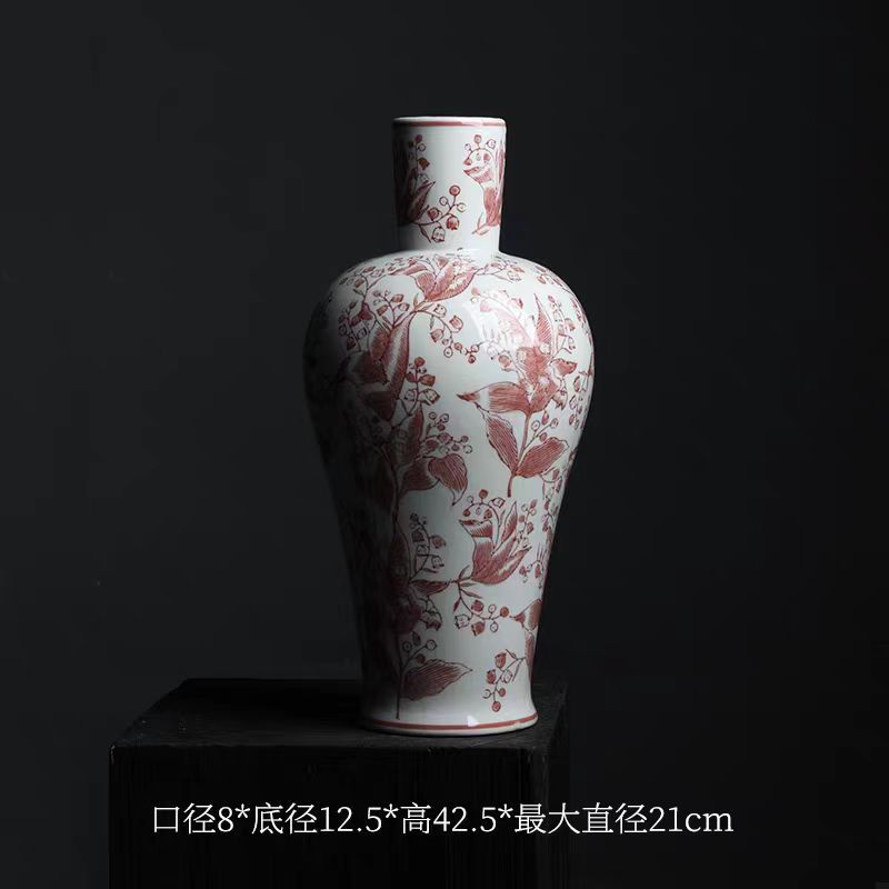 新中式花瓶玄关家居装饰摆件景德镇青花瓷陶瓷手绘插花花器批发
