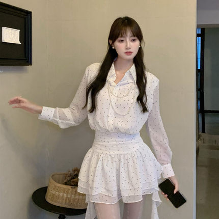 直销白色假两件长袖衬衫连衣裙子女早初秋季2025新款小个子超好看
