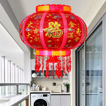 @旋转灯笼七彩led走马灯大门口结婚一对阳台乔迁宫灯挂饰新款灯笼