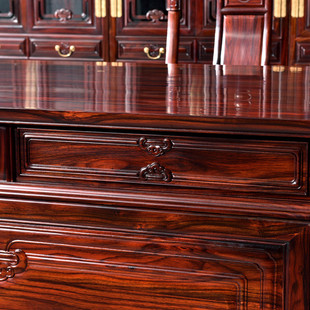 a*书房印尼黑酸枝木束腰办公桌书桌椅红木家具组合阔叶黄檀大班台