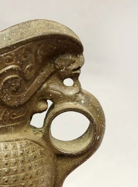 古玩杂项仿古仿铜仿古三足酒杯小摆件居家装饰摆件乡下收老物件