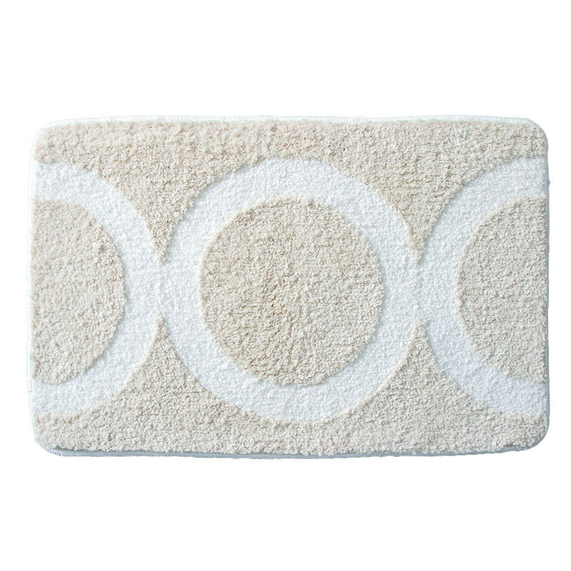 简约圆环植绒地毯簇绒家用玄关防滑进门地毯卫生间浴室吸水速干毯