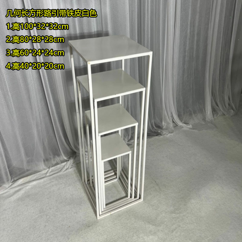 新款婚庆道具甜品台铁艺婚礼路引商场橱窗圆柱甜品桌布置订婚摆件