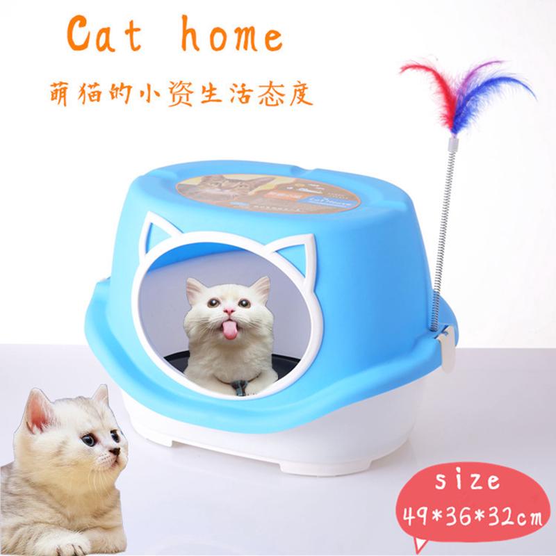 宠物用品新款猫头猫窝塑料宠物房子宠物笼宠物猫屋厕所猫砂盆批发