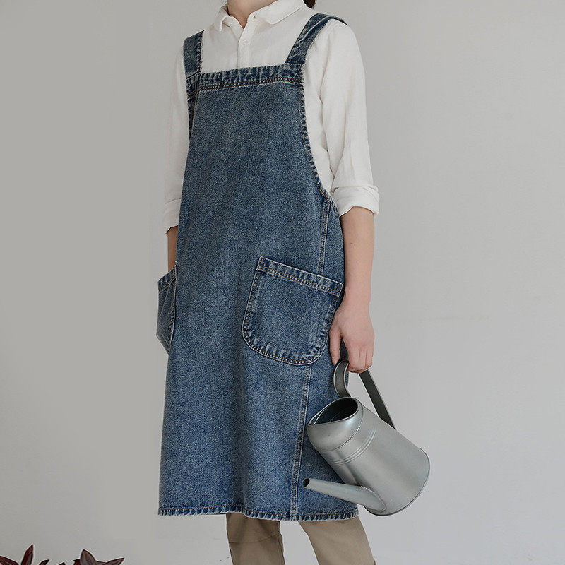 女士牛仔围裙定制logo印字画画美术生美甲花艺日式纯棉干活工作服,家庭/个人清洁工具,围裙,淘宝优惠券,粉丝福利购,淘宝优惠卷