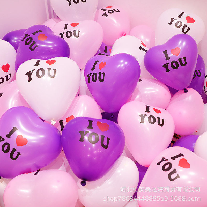 批发婚庆爱心型气球生日派对结婚房布置求婚装饰love心形气球