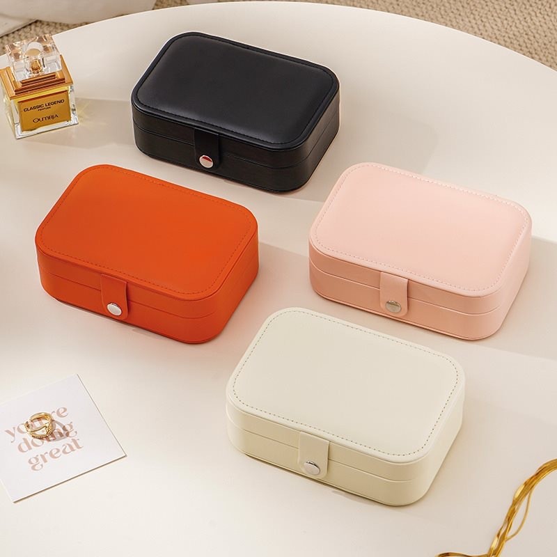 旅行便携拉链首饰盒简约PU皮饰品盒戒指项链首饰收纳盒耳饰耳环盒