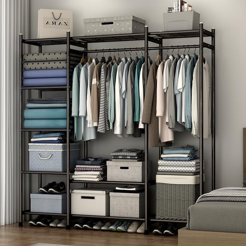 开放式衣柜简易衣帽架式晾衣架落地折叠大容量室内收纳挂衣架子