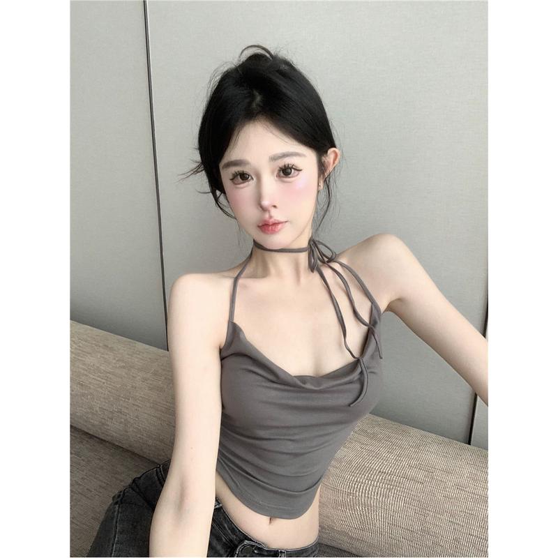 吊带背心女轻熟御姐纯欲风甜辣设计夏季新款挂脖绑带短款外穿上衣