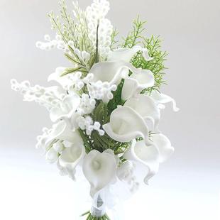 艺拍照fh550手仿真花艺捧花束影楼雅阁样板间花艺设计白色马蹄莲