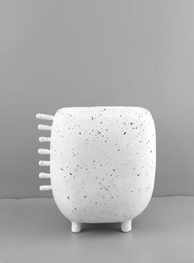 现代简约金背喷漆几何形状树脂花器摆件客厅家居饰品玄关桌面餐厅