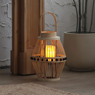 拍摄道具工厂竹编风灯侘寂风蜡烛烛台落地灯笼装饰摆件源头新中式