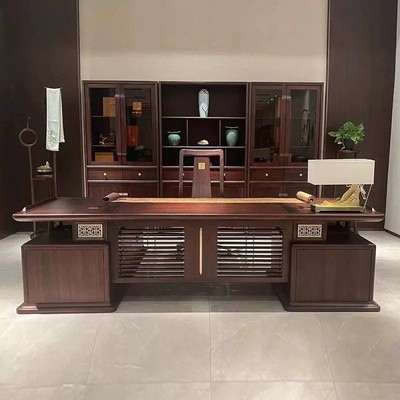 新中式全实木办公桌老板桌椅组合高级商务总裁桌大班台办公室家具
