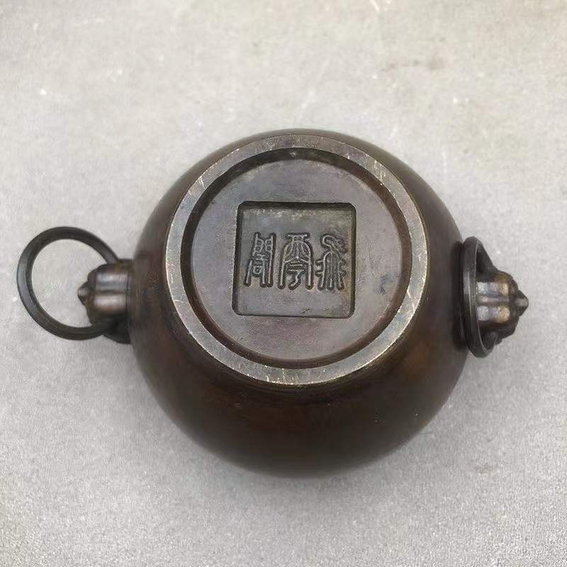 古董古玩批发仿古铜乡下双狮头炉香炉烟灰缸居家加厚收藏老物件