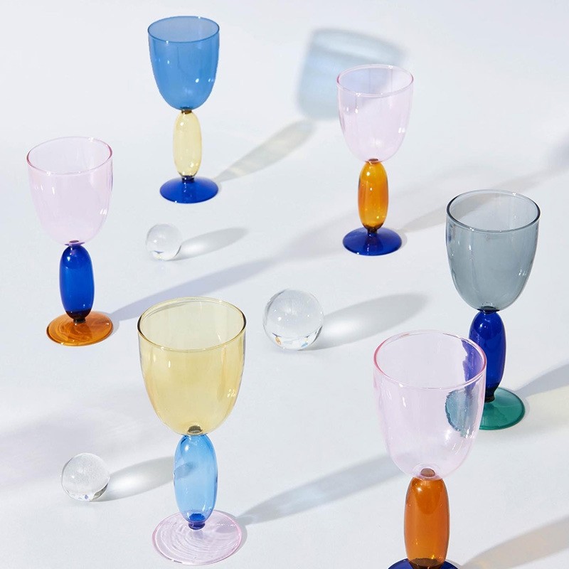 sort荷兰Puik撞色玻璃酒杯红酒杯水杯高脚杯葡萄酒杯BOON GLASSES