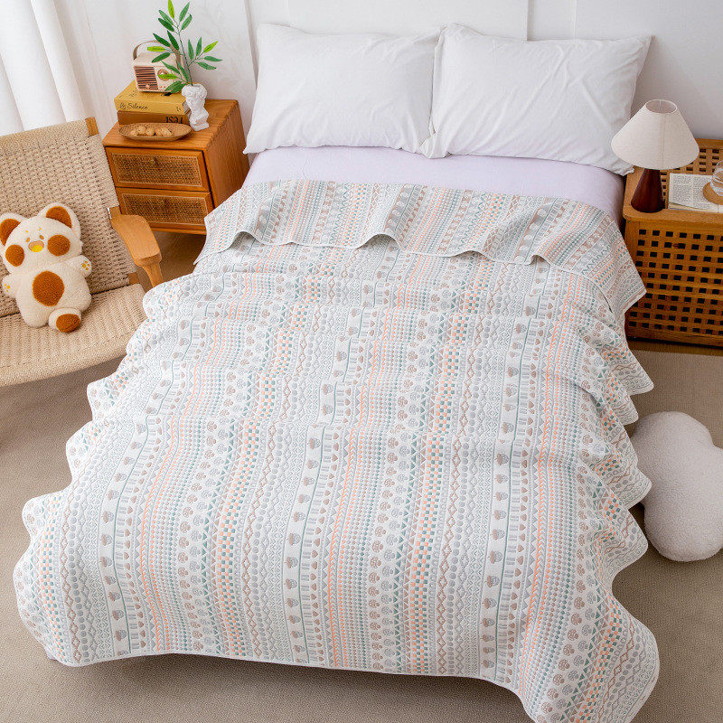 纯棉六层纱布软席2*2.4米母婴四季加厚提花冬季恒温床单床盖A类