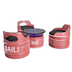 油桶酒吧沙发桌椅组合网红创意铁艺工业风奶茶店咖啡厅卡座沙发