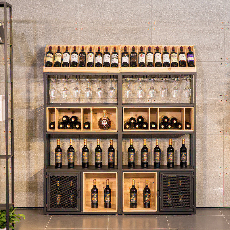 复古欧式铁艺收纳酒吧落地酒柜葡萄酒红酒酒架展示架置物架酒杯架