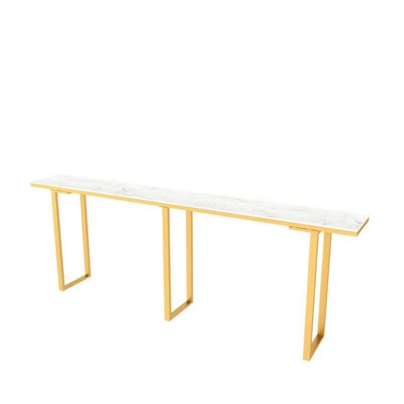 大理石小窄家用阳台靠墙吧台桌桌子长条桌奶茶店高脚桌椅组合商用