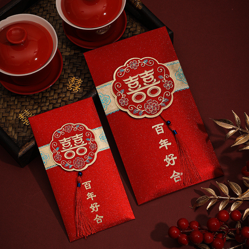 结婚红包2024新款创意喜字大红改口万元包袋随礼利是封包批发
