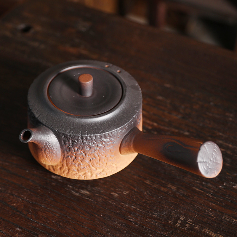 复古碳炉煮茶壶陶瓷烧水壶大号侧把养生壶电陶炉家用个性树纹茶具