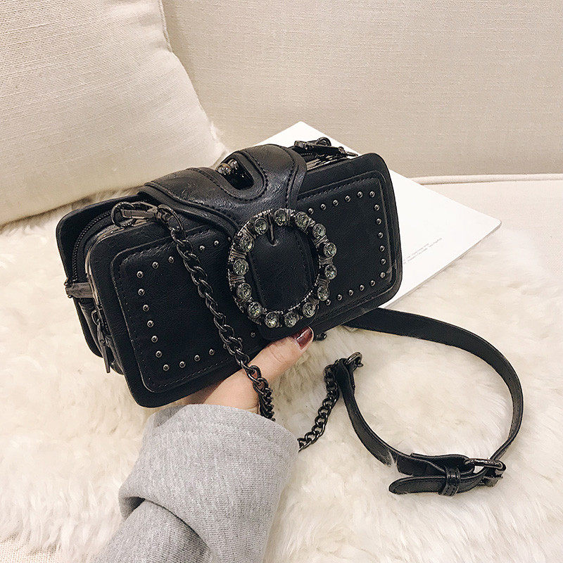 2025冬季新款质感港风铆钉韩版百搭单肩包链条小包,箱包皮具/热销女包/男包,小方包,淘宝优惠券,粉丝福利购,淘宝优惠卷