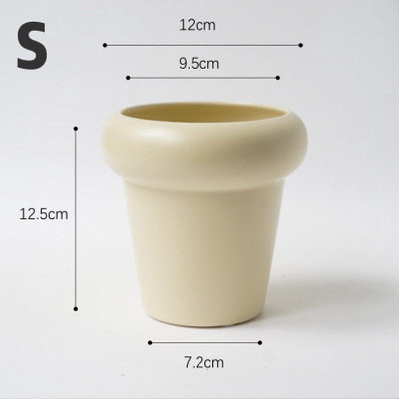 景德镇摆设奶油系陶瓷花盆哑光花器盆栽绿植桌面宽边莫兰迪可爱