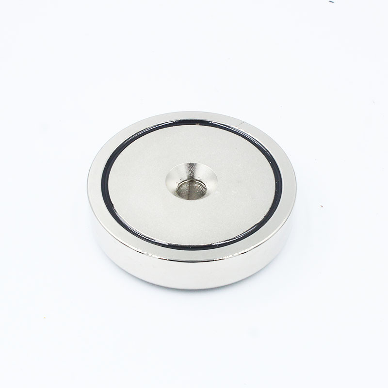 钕铁硼永久磁铁 强磁 圆形 高强力打捞磁钢 吸盘锅磁M8沉孔 D60MM