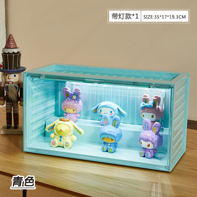 声控灯上手办盒公仔可叠加收纳盒潮玩收纳手办展示架