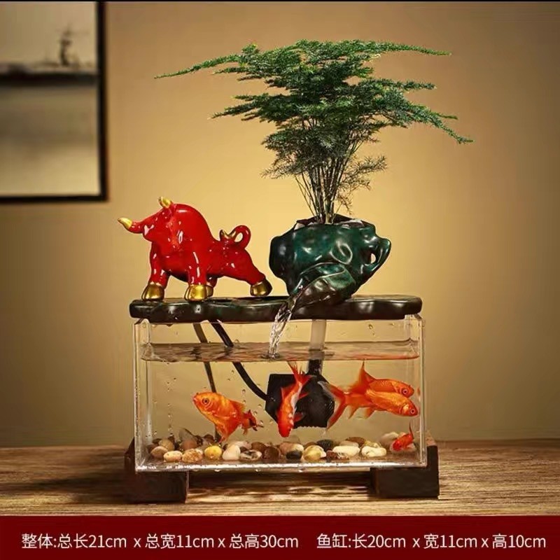 流水摆件生财流水景观循环水养鱼招财小鱼缸喷泉桌面流水时来运转