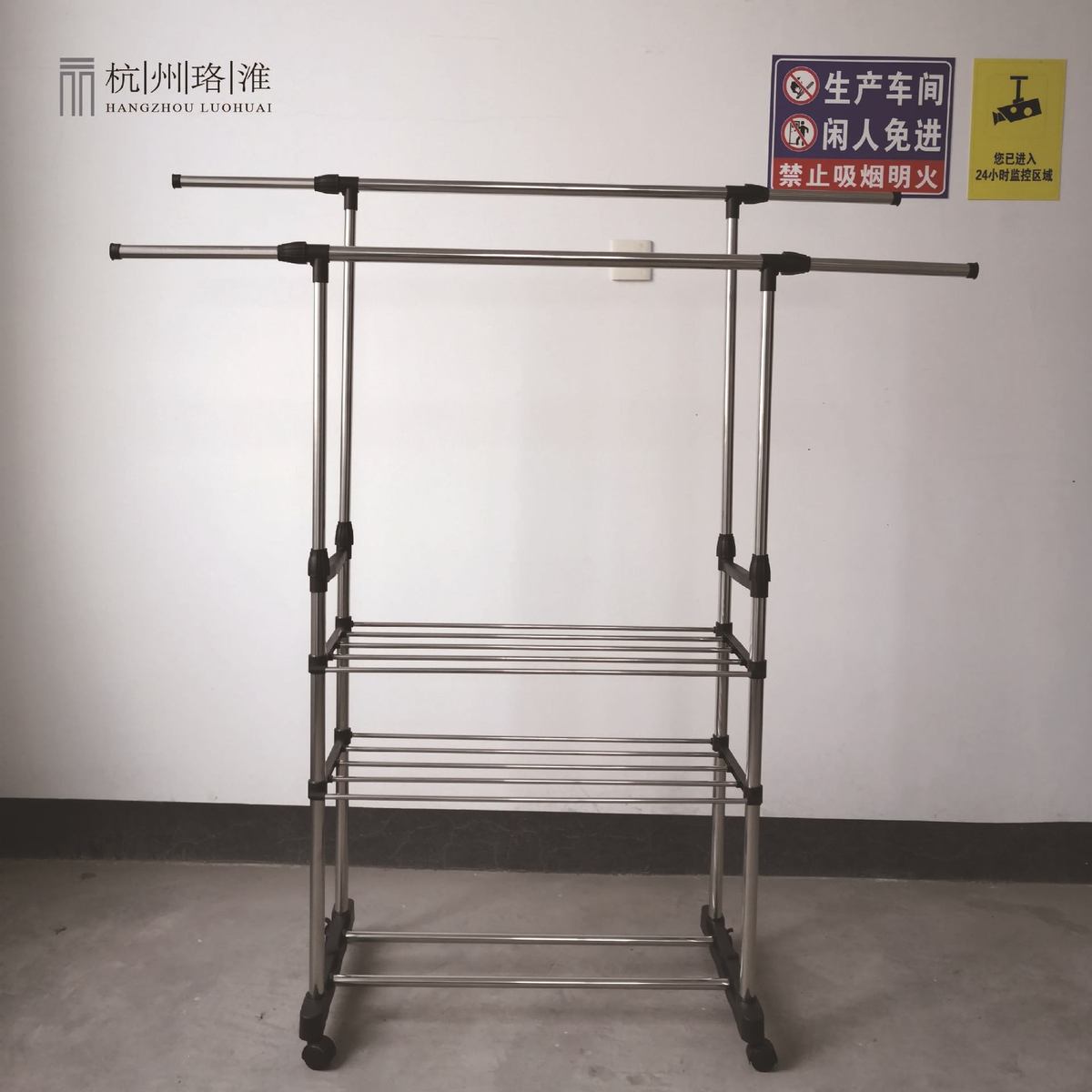 双杆款伸缩晾衣架室内落地移动晾衣架加粗不锈钢可晒被子