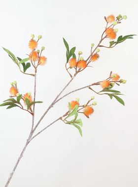 高品质森系仿真花树枝毛毛果橙色客厅卧室装饰摆件落地假花绢花艺