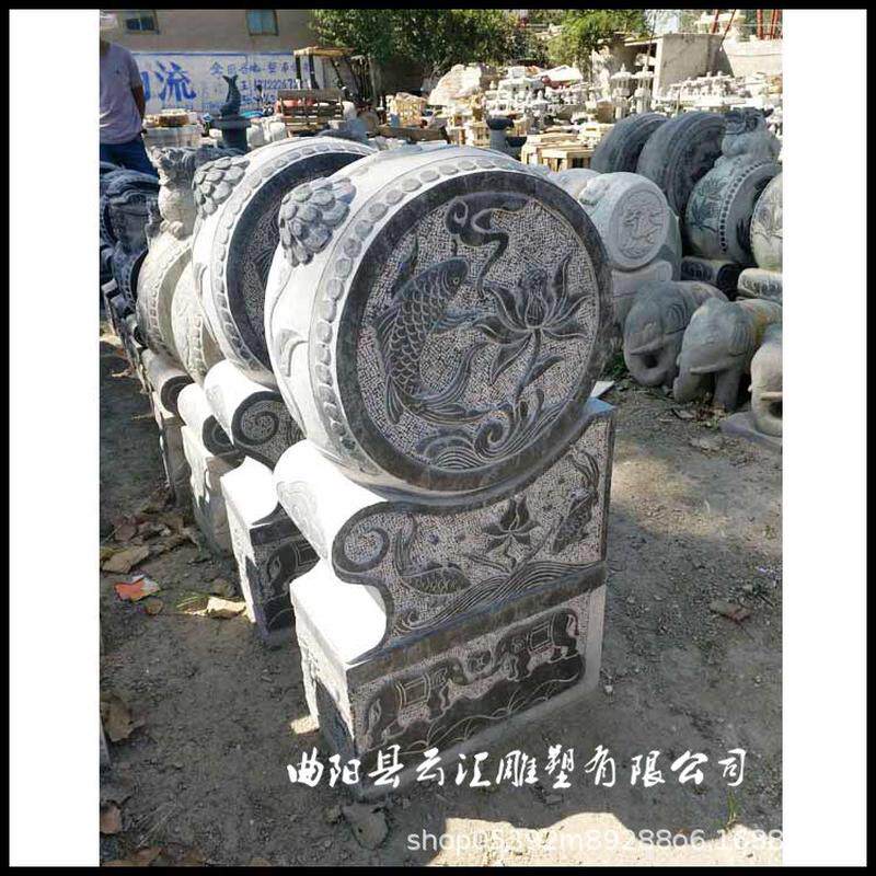 石雕仿古大象青石做旧石鼓门墩抱鼓石狮子头石墩鼓小象门貔貅麒麟