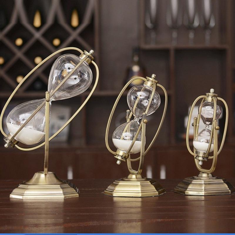 欧式金属仿古书房沙漏客厅卧室金沙漏计时器摆件软装家居摆设批发