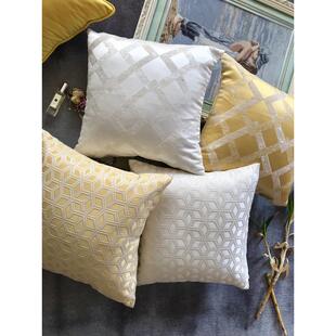 a6l现代客厅沙发靠枕橙色黄色腰枕靠垫套美式 轻奢枕套抱枕套格子