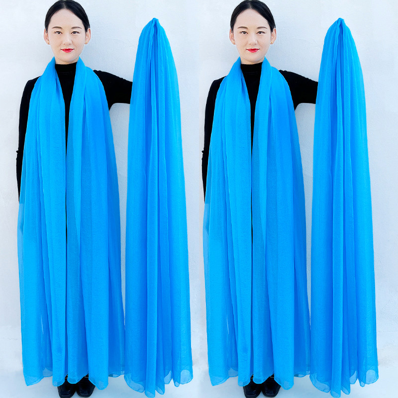 厂家中国红女士丝巾秋冬百变大红色围巾薄款舞蹈纱巾长款沙滩披肩