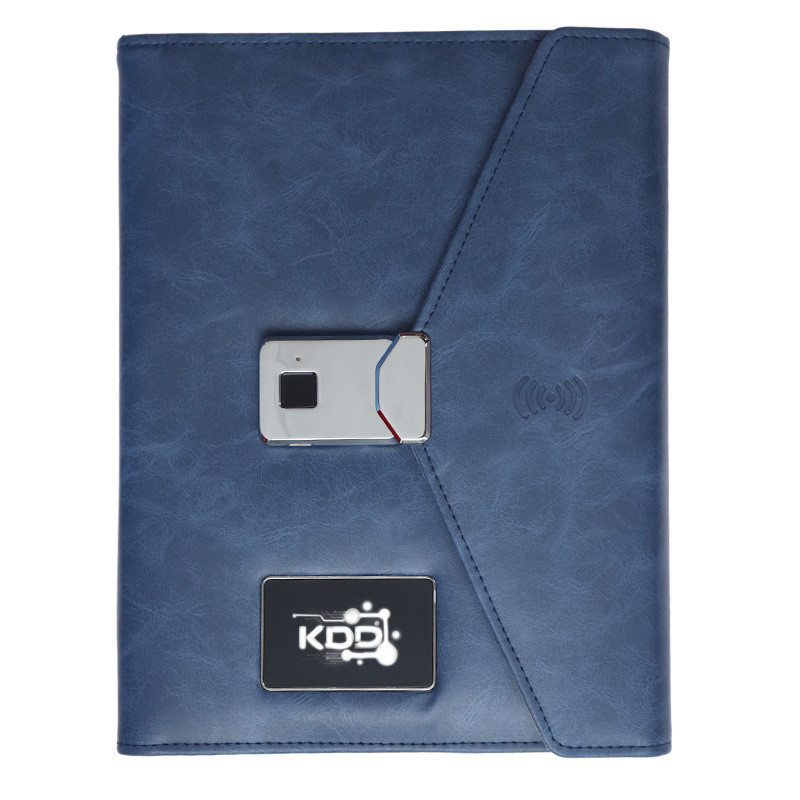 多功能无线充指纹加密充电记事本笔记本a5活页三折商务礼品印logo