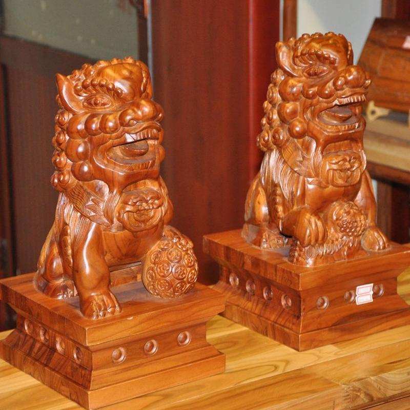 桃木剑肥城工艺品桃木桃木雕刻工艺fl-0571-1桃木狮子摆件