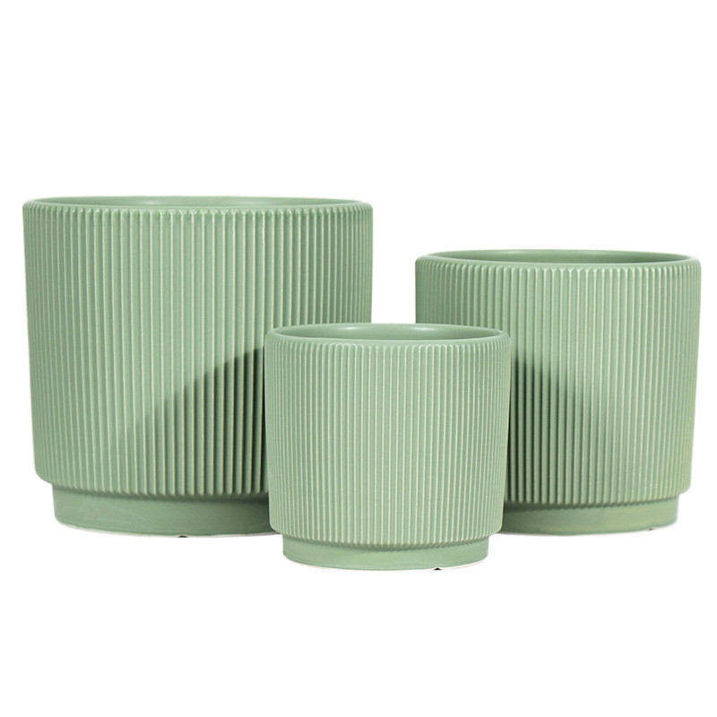 简约陶瓷花盆现货三件套大号圆形家用绿化绿萝蝴蝶兰花盆盆栽批发