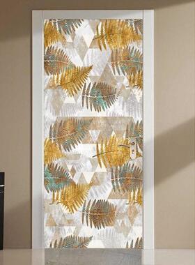 巨创货源pvc贴纸3d个性自粘门贴 现代墙面装饰抽象黄色针叶