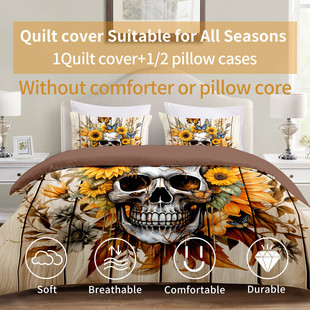 外贸骷髅磨毛3d数码 通用单人双人被套三件套品床批发 印花四季