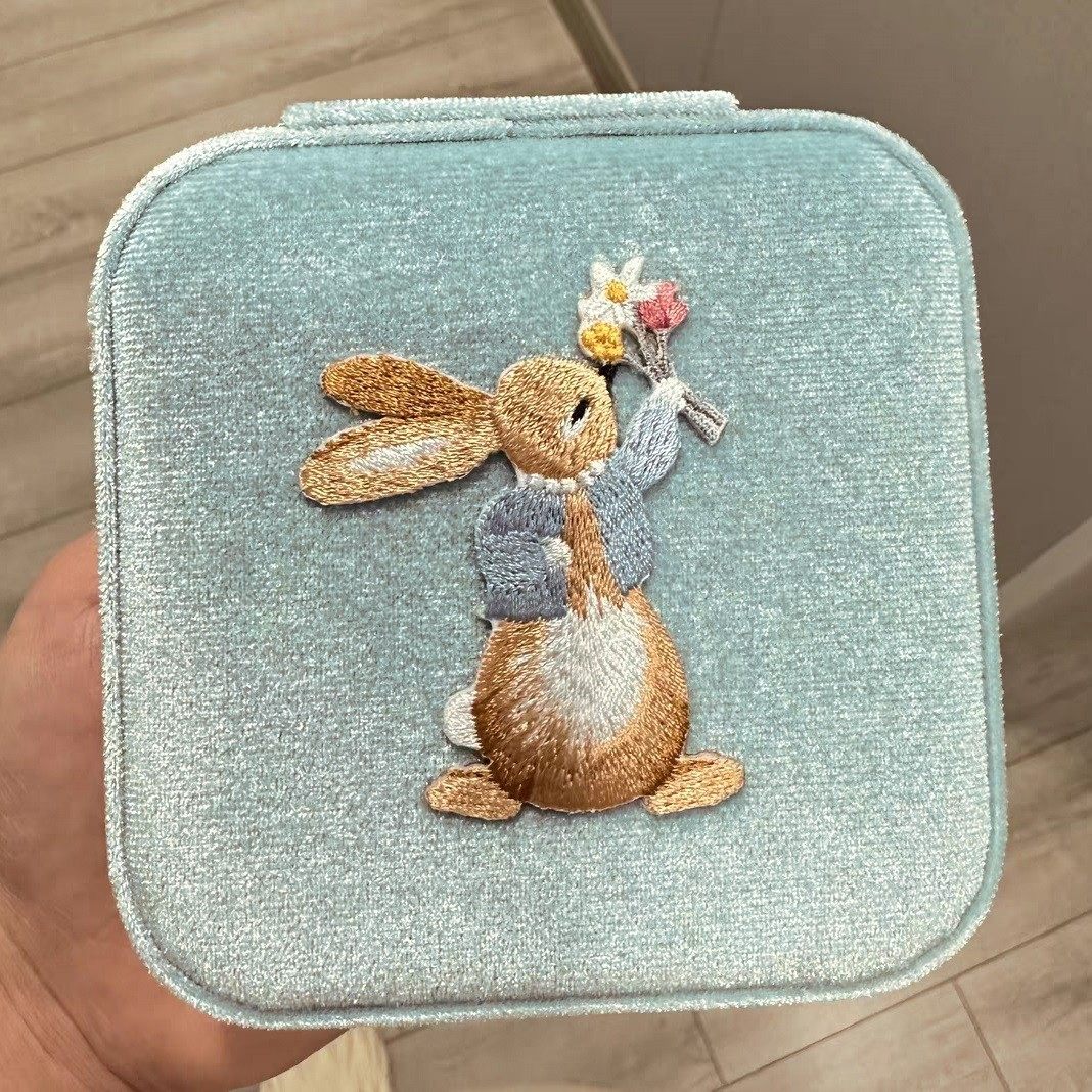 耳针收纳盒可爱小兔子丝绒首饰盒方方正正耳环耳针戒指可携式首饰,收纳整理,首饰盒,淘宝优惠券,粉丝福利购,淘宝优惠卷