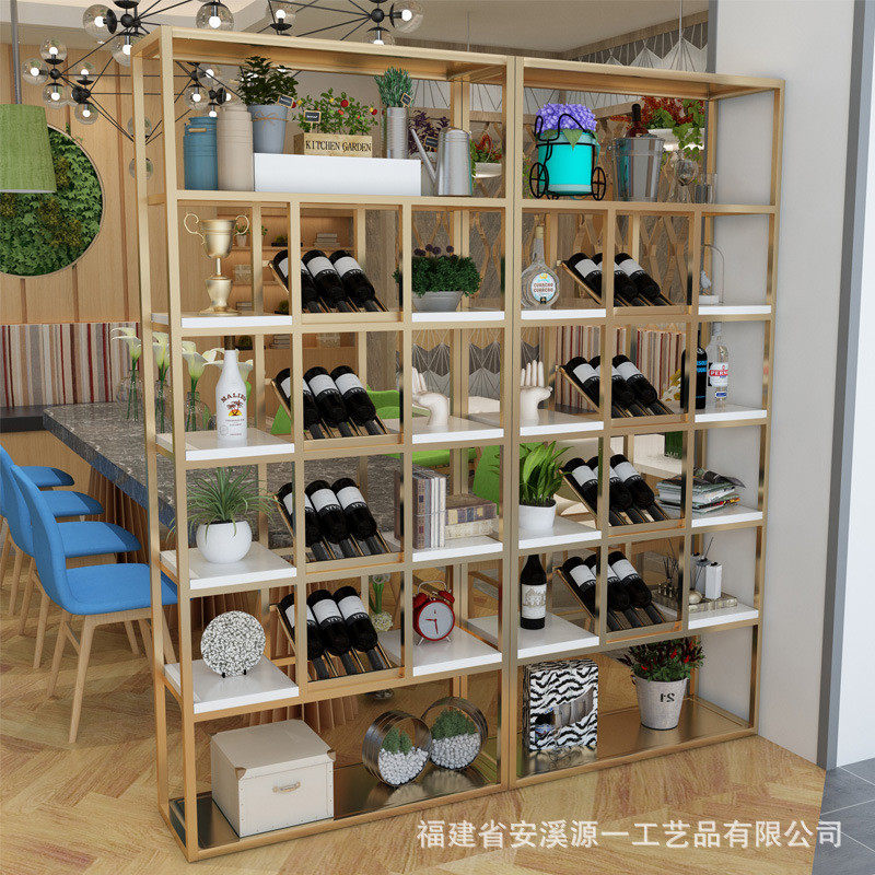 北欧酒架客厅酒吧隔断置物架简约落地酒柜葡萄酒红酒收纳展示架