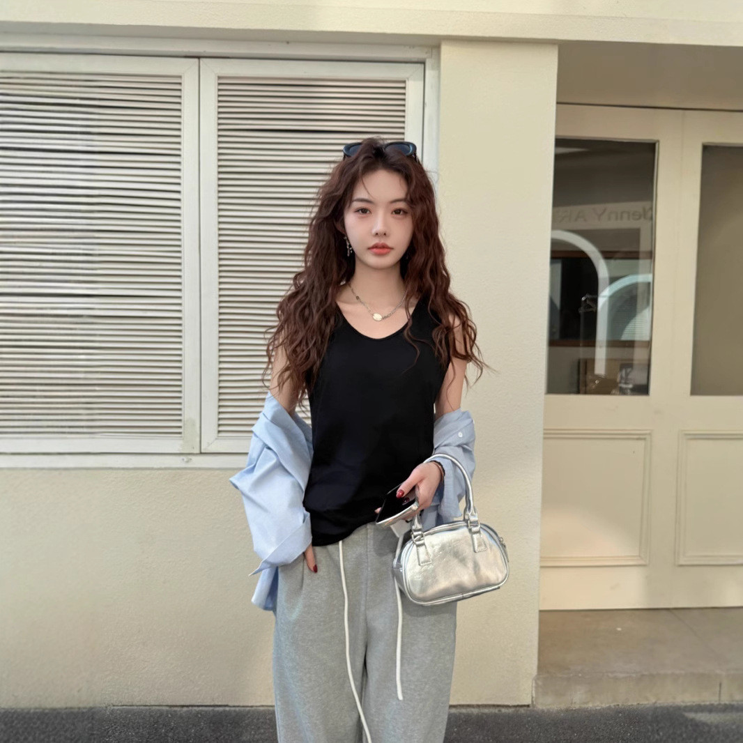 春夏季百搭宽松慵懒风打底可外穿小吊带背心女式内搭遮肉无袖上衣