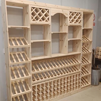 简约一体实木葡萄酒展示架木质酒架红酒商用落地酒柜红酒架