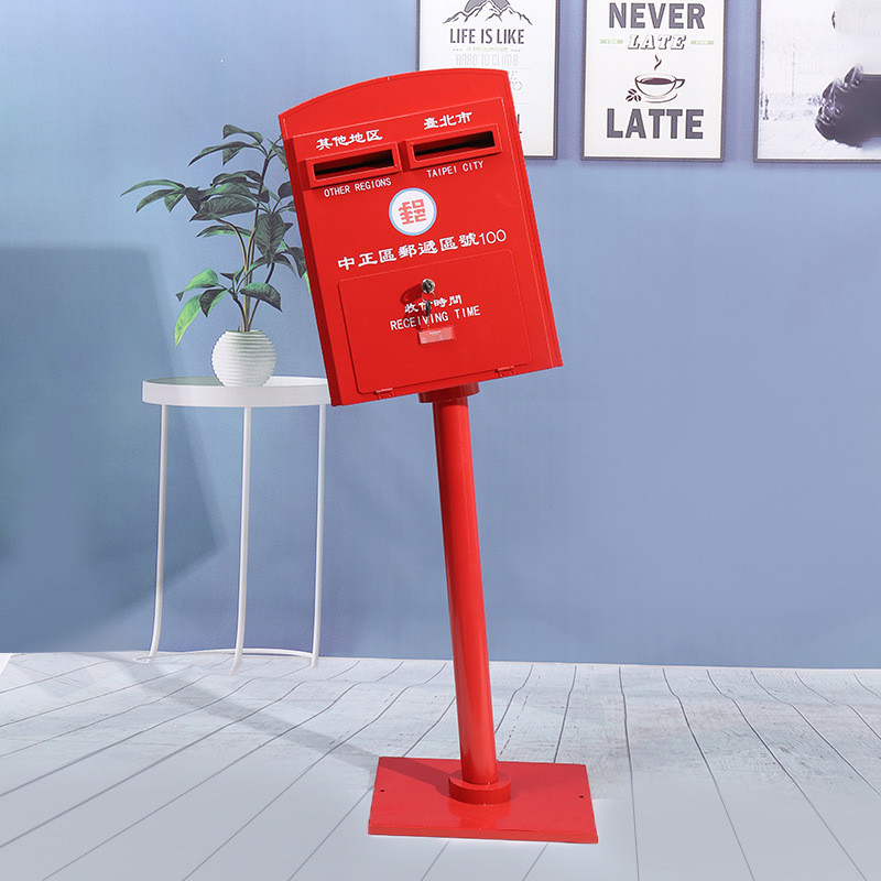复古摆台湾歪脖信箱邮政邮筒邮箱户外摄影道具酒吧咖啡馆装饰铁艺