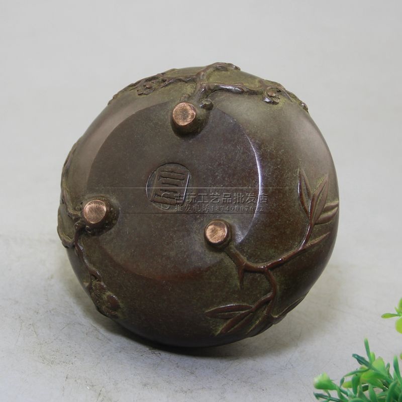 古玩工艺品厂家现货三复古做旧紫铜批发足梅花竹子香炉摆件