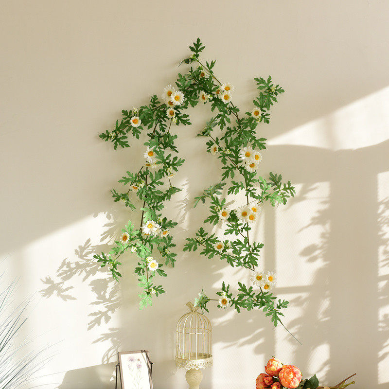 加世仿真雏菊挂壁假花藤条空调暖气管道藤蔓缠绕装饰塑料花藤植物